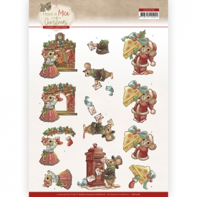 3D knipvel - Yvonne Creations - Have a Mice Christmas - Sending Christmas Cards